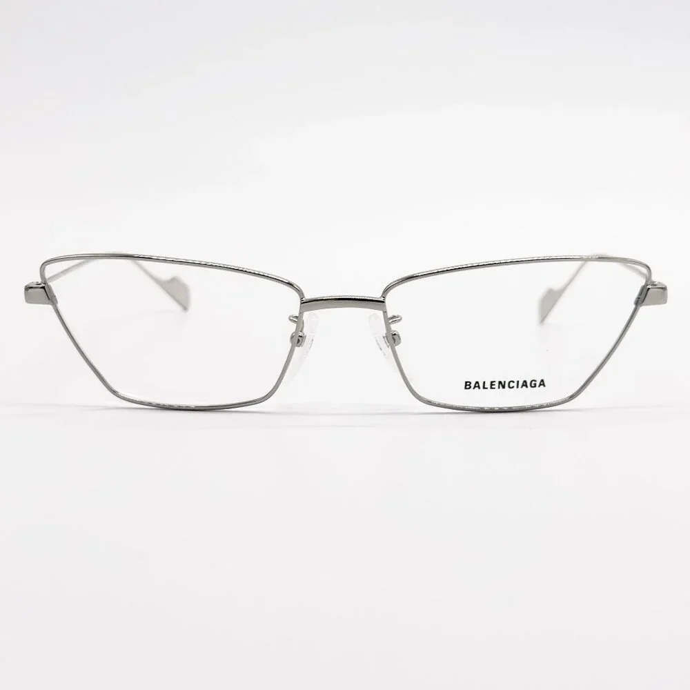 NEW BALENCIAGA EYEGLASSES BB0091O 002 CAT EYE SILVER WOMEN EYEWEAR BALENCIAGA